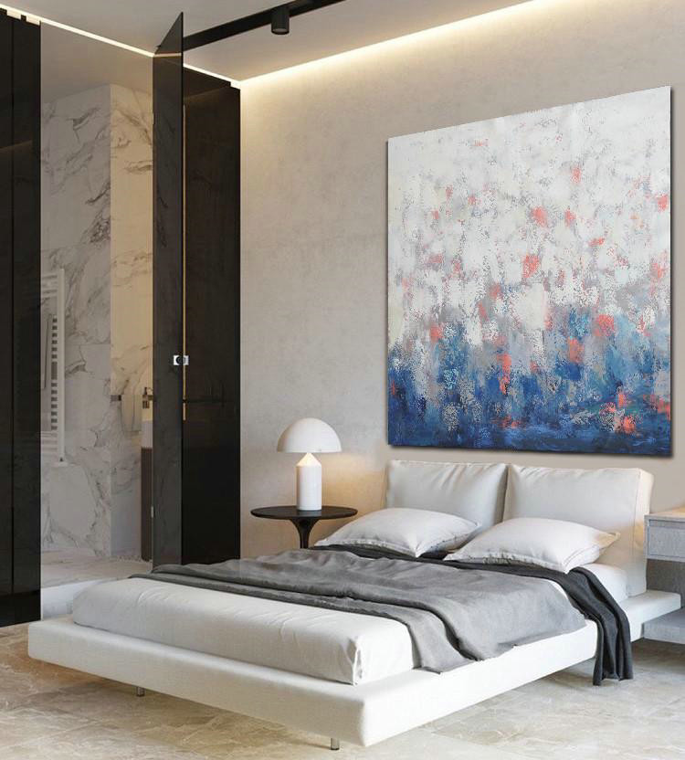 Extra Large Textured Painting On Canvas,Oversized Contemporary Art,Large Oil Canvas Art,Blue,Taupe,White,Pink.etc
